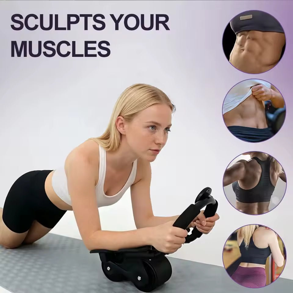 UK Stocked Elbow Support Automatic Rebound Abdominal Wheel Core Muscle Ab Trainer with Counter Display Fitness Exercise Roller Wheel Abdominal Muscle Machine Home Gym Equipments