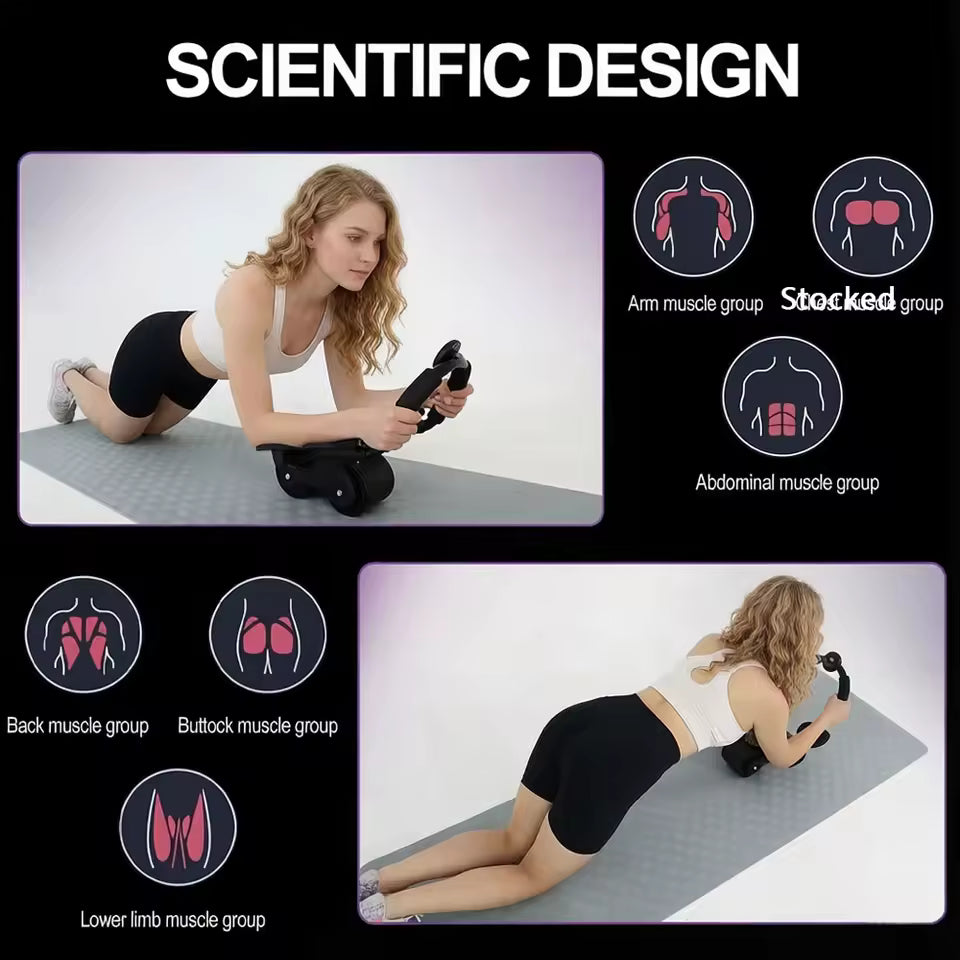 UK Stocked Elbow Support Automatic Rebound Abdominal Wheel Core Muscle Ab Trainer with Counter Display Fitness Exercise Roller Wheel Abdominal Muscle Machine Home Gym Equipments