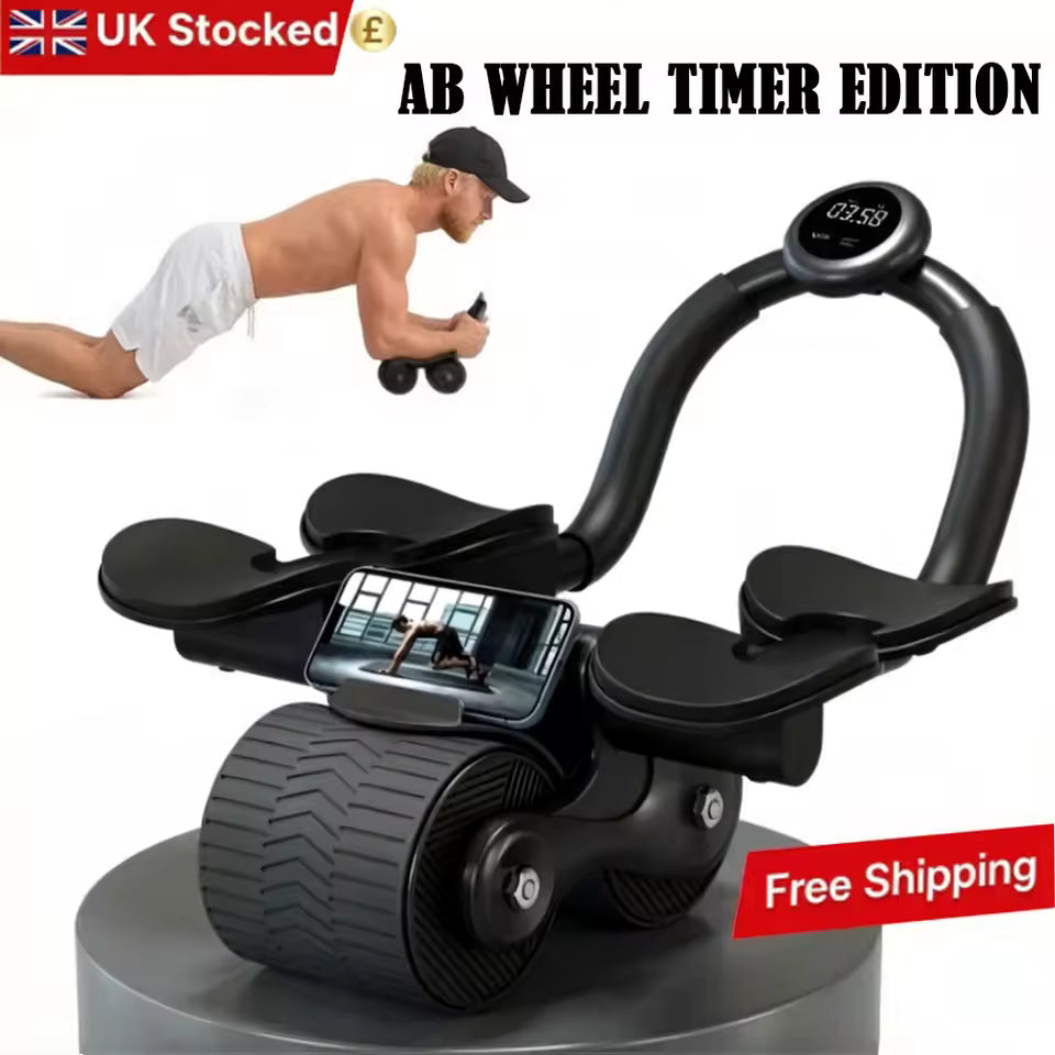 UK Stocked Elbow Support Automatic Rebound Abdominal Wheel Core Muscle Ab Trainer with Counter Display Fitness Exercise Roller Wheel Abdominal Muscle Machine Home Gym Equipments