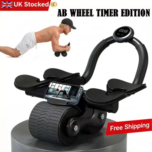 UK Stocked Elbow Support Automatic Rebound Abdominal Wheel Core Muscle Ab Trainer with Counter Display Fitness Exercise Roller Wheel Abdominal Muscle Machine Home Gym Equipments
