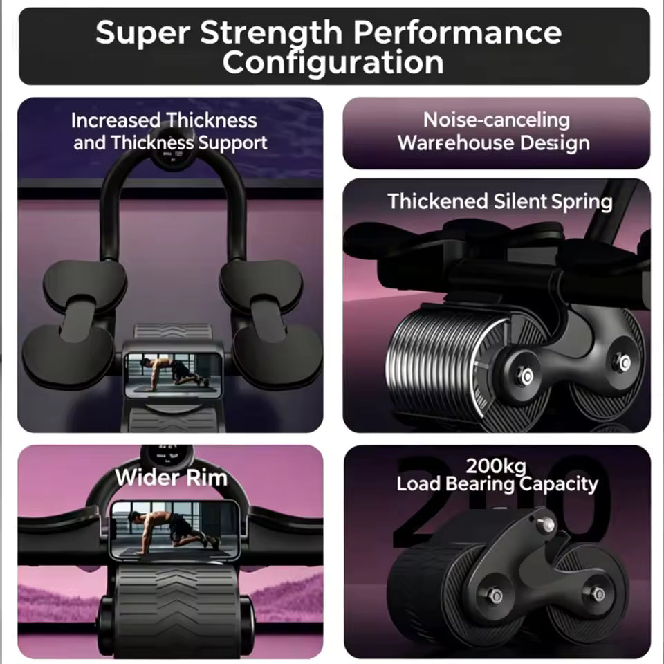 UK Stocked Elbow Support Automatic Rebound Abdominal Wheel Core Muscle Ab Trainer with Counter Display Fitness Exercise Roller Wheel Abdominal Muscle Machine Home Gym Equipments