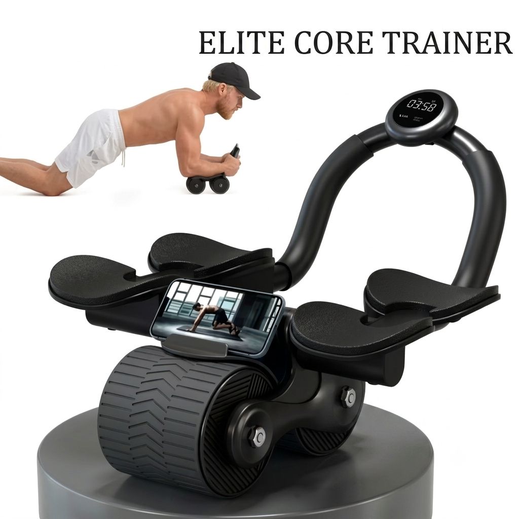 UK Stocked Elbow Support Automatic Rebound Abdominal Wheel Core Muscle Ab Trainer with Counter Display Fitness Exercise Roller Wheel Abdominal Muscle Machine Home Gym Equipments