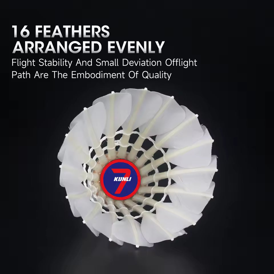 Kunli Badminton Shuttlecocks Duck Feather with Great Durability Stability for Professional Competition Or Training Indoor Sports