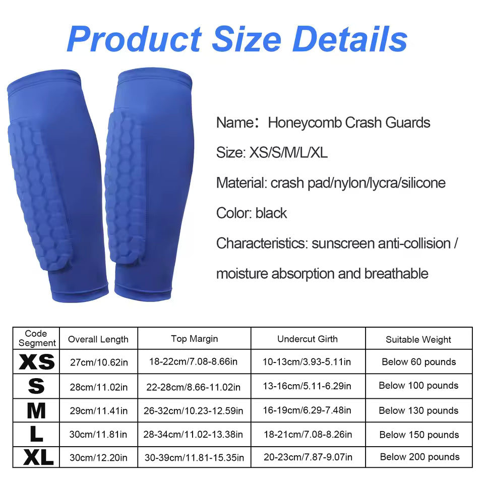 Soccer Shin Pads with Honeycomb Pads Football Shin Pads Breathable Lightweight Calf Protective Gear for Soccer Football