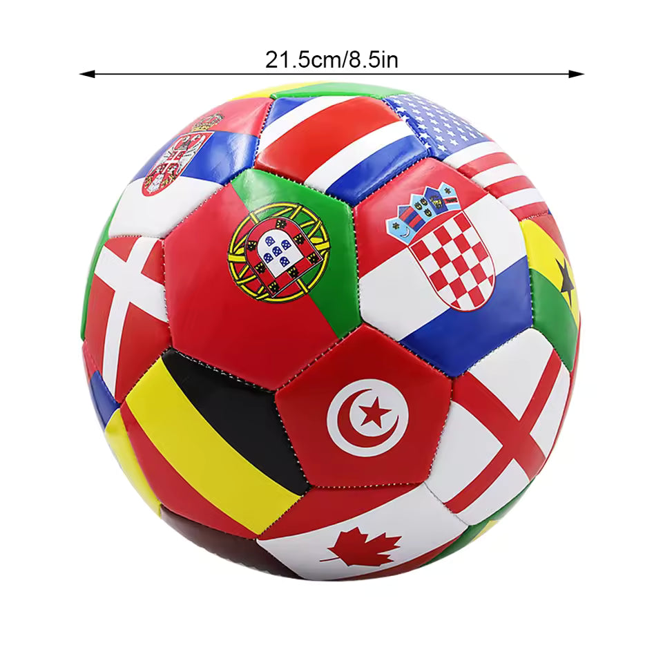 National Flag Printed Football Size 5 Official Match Soccer Ball PVC 2.7mm Thickened Team Training Ball for Outdoor Sports