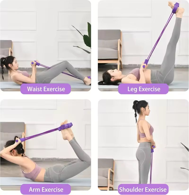 Multifunction Tension Rope, 6-Tube Elastic Yoga Pedal Puller Resistance Band, Natural Latex Tension Rope Fitness Equipment