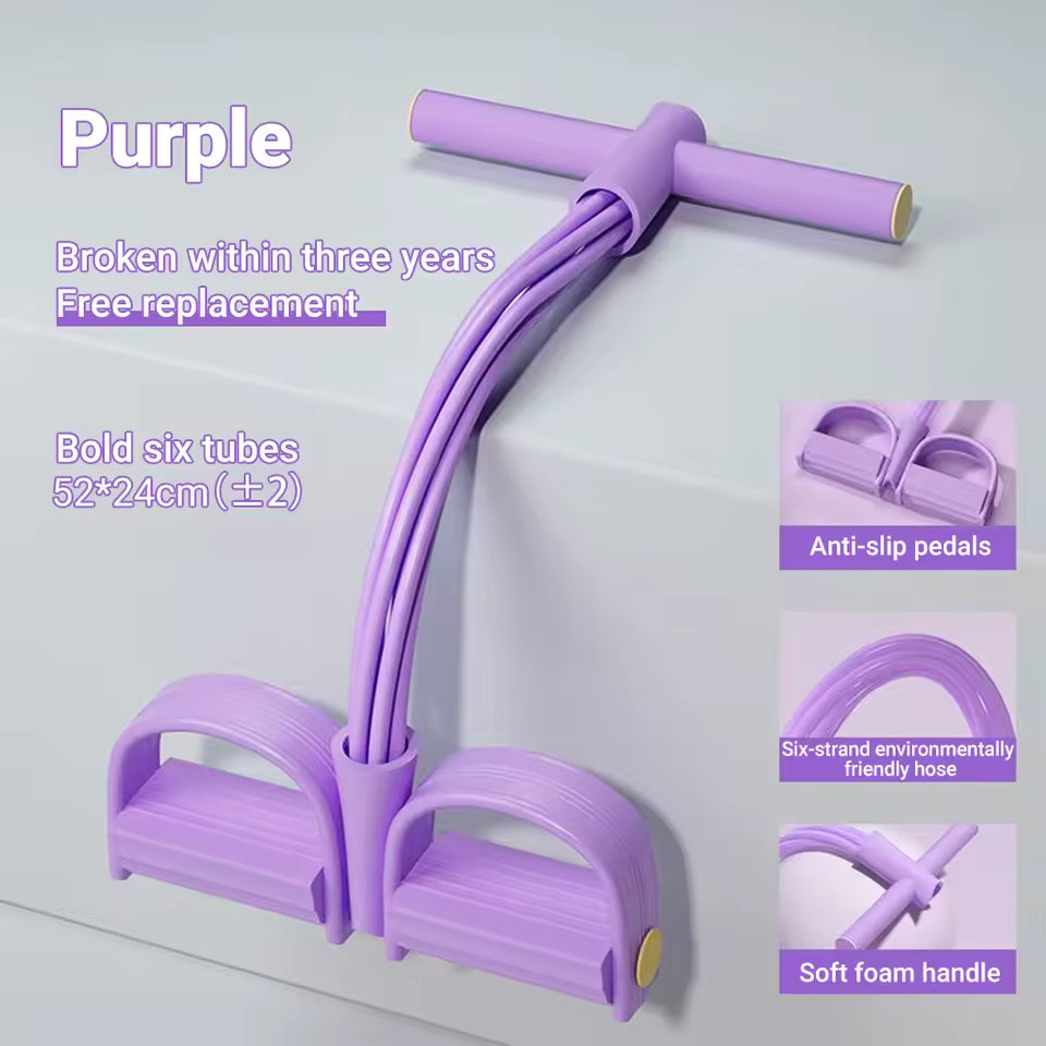 Multifunction Tension Rope, 6-Tube Elastic Yoga Pedal Puller Resistance Band, Natural Latex Tension Rope Fitness Equipment